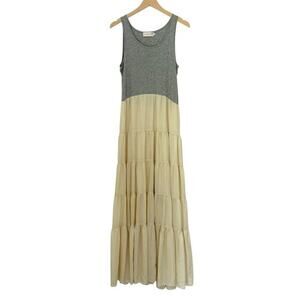 Johnny Was 4 Love And Liberty Tiered Tank Maxi Dress Grey/Cream Size Small S